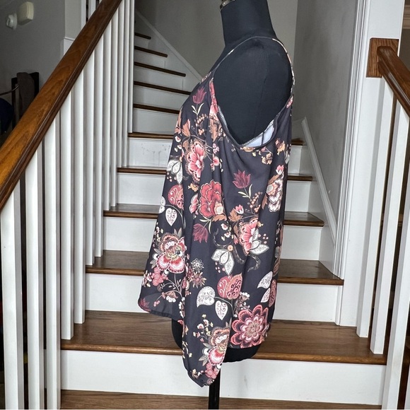 NSR Floral Cold Shoulder Boho Romantic Long Sleeve Top Size XS - Picture 5 of 7
